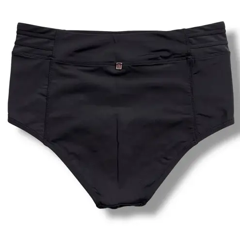 Lole Womens High Waist Swimsuit Bikini Bottoms Solid Black Large