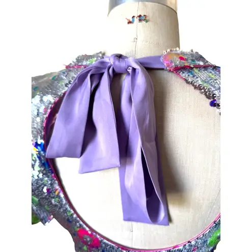 NWT Celia B Wanderer Silver Sequin Floral Mini Dress Size Small