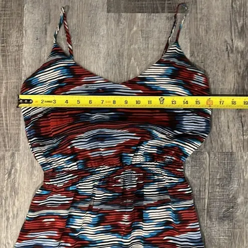 Cynthia Vincent 100% silk light maxi red blue white adjustable maxi dress S