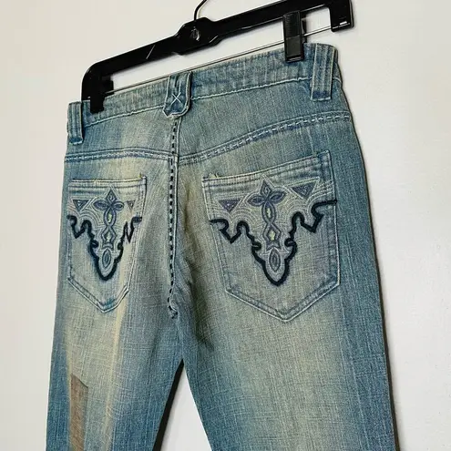 Antik Denim NWT Medium Wash Five Pocket Embroidered Pocket Bootcut Jeans Size 27