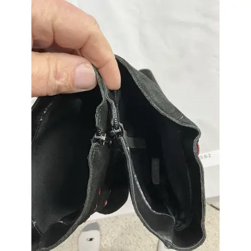 Womans Maraolo Month Mid Calf Boots 8.5 Black Red Pointed Toe Side Zip Stilettos