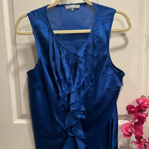 Violet+Claire Navy Blue Ruffle Blouse Sleeveless Top Size XL