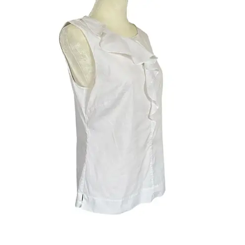Semantiks women's size small white sleeveless ruffle front tank top blouse shirt