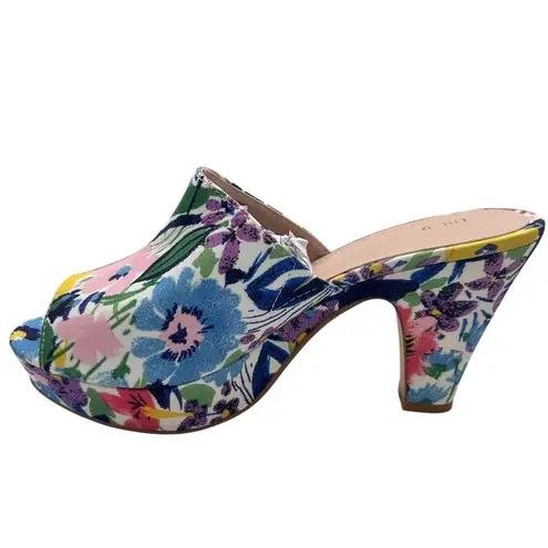 Allegra K Floral Platform Mules Womens 9 Multicolor Open Toe Heel Colorful Print