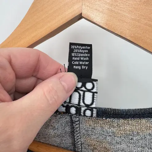 Clara Sun Woo Tunic Top Womens Small Oversized Blue Gold Floral Polyester VTG