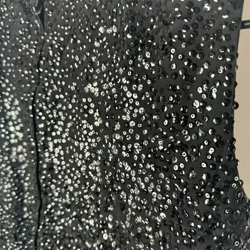 House of Gold Sequin Vintage Top Dressy British Sleeveless Crop Beaded Black Size 14