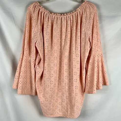 Melissa Paige Pink Eyelet Bell Sleeve Blouse XL