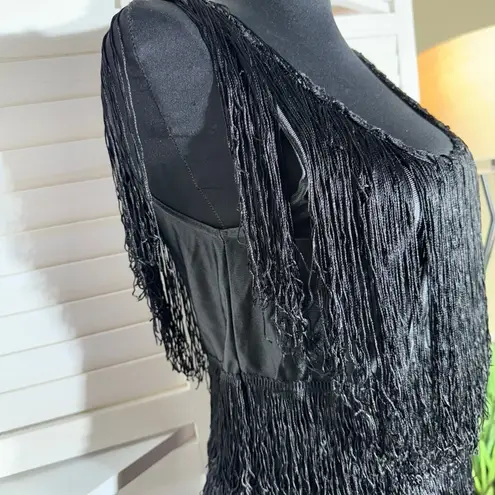 California Costumes Flapper Dress Fringe Mesh Stockings Stretchy Black sz S