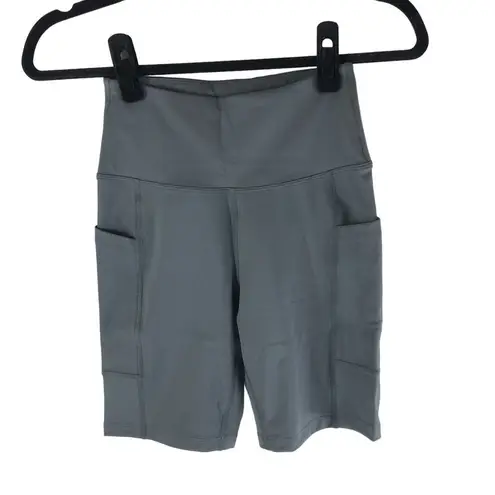 Halara Womens High Waisted Side Pocket Plain Biker Shorts 7'' Dark Jade Gray XS