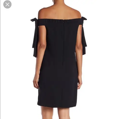 CeCe Off the Shoulder Bow Tie Detail Little Black Dress Mini Crepe Sheath NWT 2