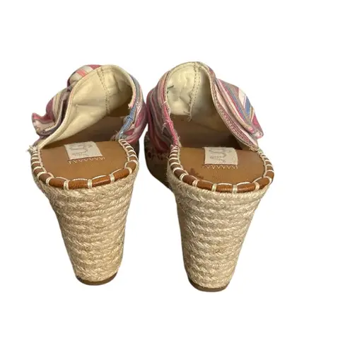 Sugar Hundreds Wedge Sandals Fabric Natural Multicolor Beach Stripe Size 8.5