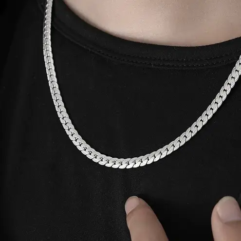 Snake Bone Chain Necklace for Men Women Streetwear Unisex Hip Hop Style Silver