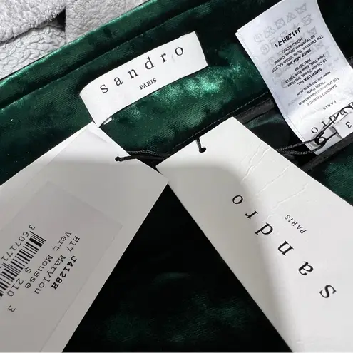 Sandro Paris mini skirt green emerald velvet size 3 /L