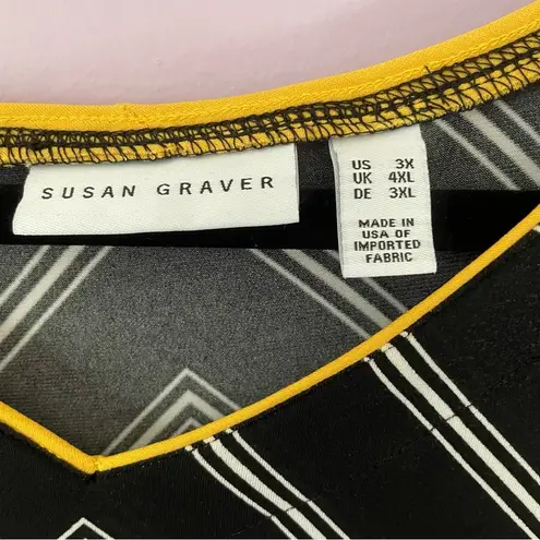 Susan Graver  QVC Liquid Knit Poncho 3X Black White Stripe