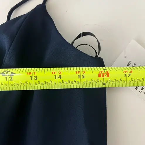 After Six Dessy Gown Size 10 Crepe V-Back Navy Blue Dress Bridesmaid Wedding