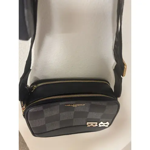 Karl Lagerfeld Paris Authentic Maybelle Blue Checkered Crossbody Bag Purse