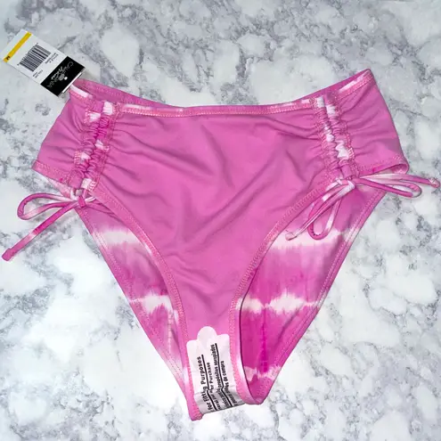 California Waves New  Tie Dye High Waisted Bikini Swim Bottoms Pink