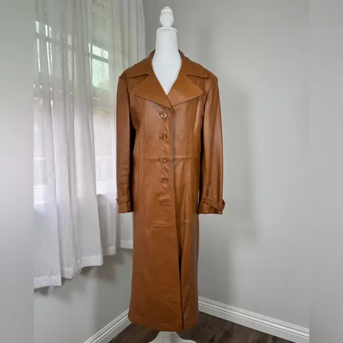Vintage ‘70s Imperial Leather Caramel Brown Button Closure Ankle Length Coat Size 14