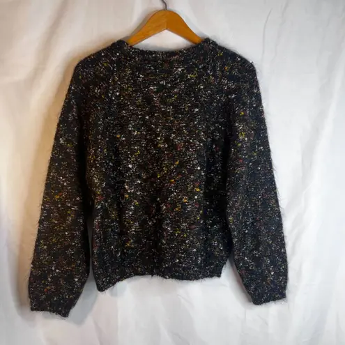 Paul Et Duffier Tweed Knit Cardigan 50% Mohair Boxy Boho Rebel Cozy Size Small Black