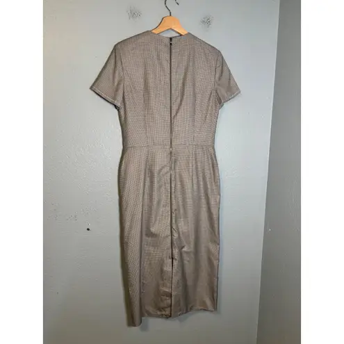 Roland Mouret Dalia Wool and Silk Midi Dress Black White Check Size 8