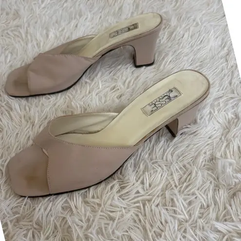 DIESSE Beige Square Toe Heeled Mules Slides Women's Designer Shoes Size 10 Tan