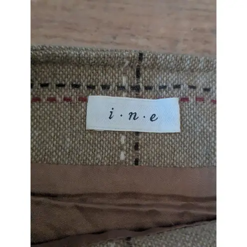 Vintage i.n.e. Tweed Plaid Kilt Skirt Wrap Buckle Made in Hong Kong Dark Brown