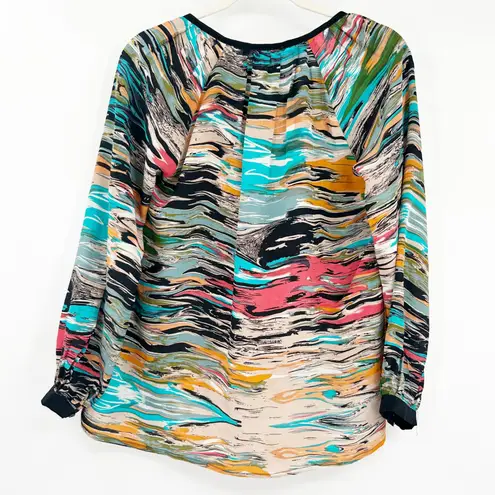 Tolani NWT Womens Artsy Art To Wear Abstract Floral 100% Silk Blouse Size S