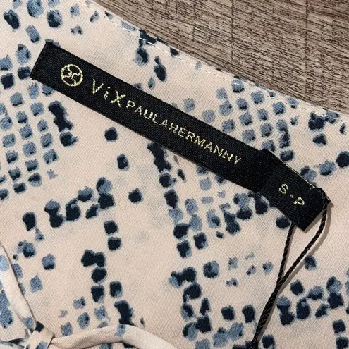 Vix Paula Hermanny Womens Snake Print Ruffle Tunic Swim Cover-Up Tan Small NWT