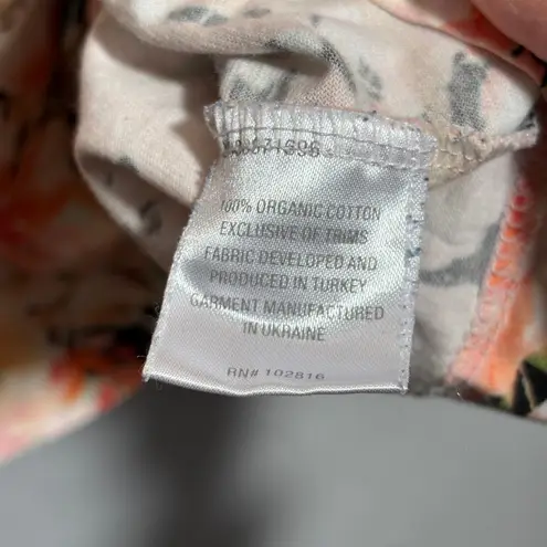 Garnet Hill Floral Long Sleeve Top Organic Cotton Pink Trim Floral Boho Office L