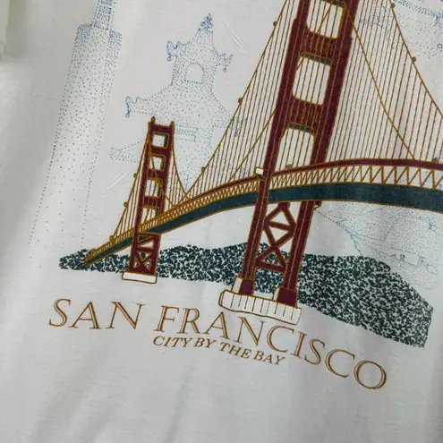 Y2K San Francisco Golden Gate Bridge Graphic Tee Tshirt Unisex Sz XL White