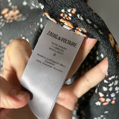 Zadig & Voltaire Taos Spark Flower blouse top boho floral long sleeve small