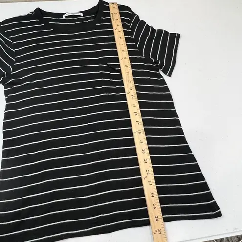 Alexander Wang T by  Womens Pocket Tee Shirt Sz Medium Black Stripe Viscose Linen