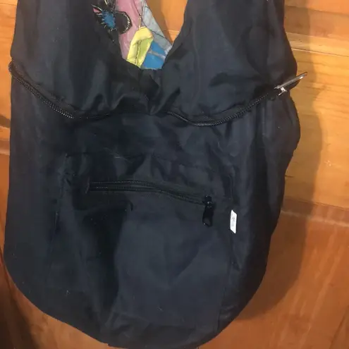 376. Bohemian hippie style Colorful peace sign & daisies Patchwork Shoulder Bag Pink