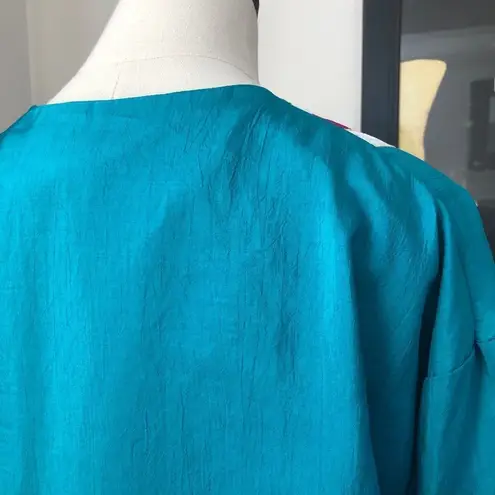 Vintage 80s Jordana Pullover Windbreaker Floral M Blue Size M