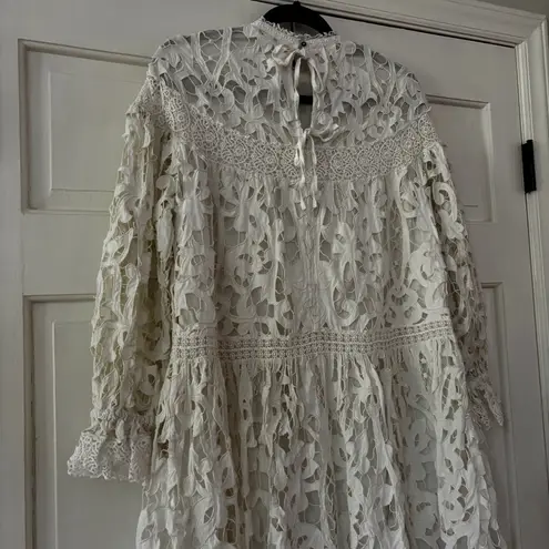Ulla Johnson Albertine Dress Linen Lace Long Sleeve Pristine Guipure Size 2 XS