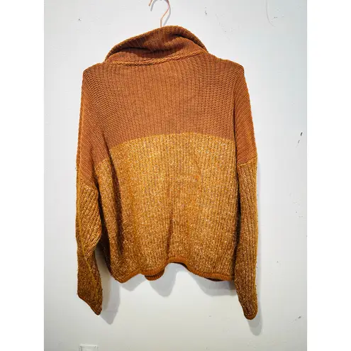 Varley Orange Knit Quarter Zip Long Sleeve Oversized Sweater size Large
