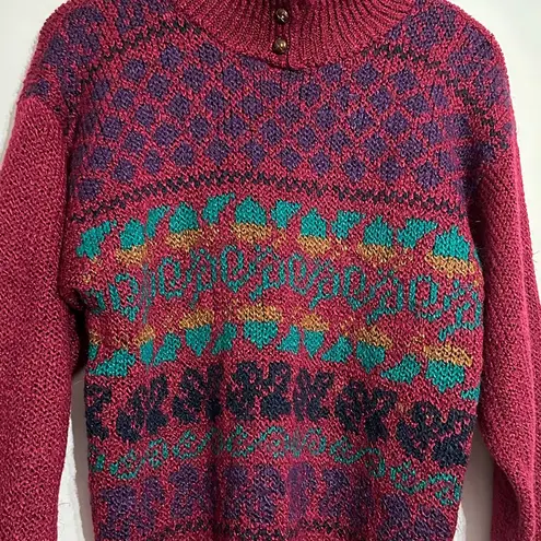 DHI Fair Isle Vintage Sweater Mockneck Size Medium 90s Art Teacher Viral TikTok Pink