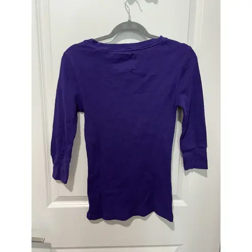 Aeropostale Shirt Large Purple Stretch Spell Out Embossed Logo Y2K Shorter Sleev