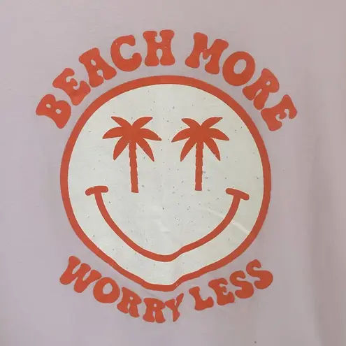 Tee Territory Beach More Worry Less Short Sleeve Tee in Light Pink & Orange Size M