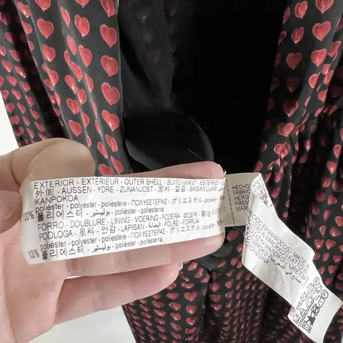 ZARA  Red Black Heart Print Long Sleeves Romper‎ Women's Size XS