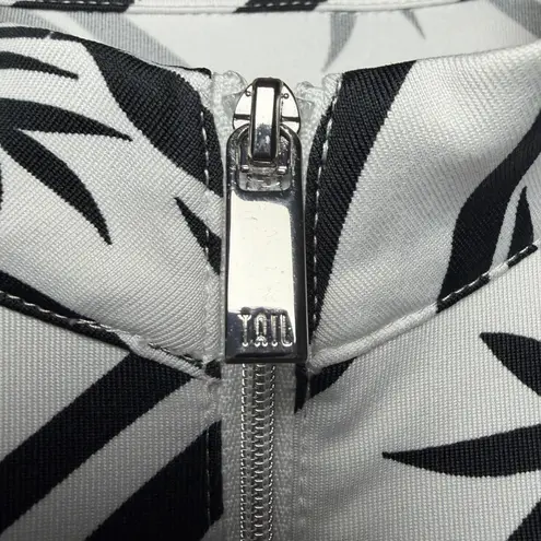 Tail Womens Golf Polo Top Size M Bamboo Stripe Black White Quarter Zip Stretch Size M