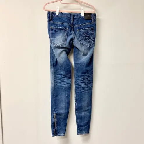DSquared NWT Dsquared2 Button Fly Super Slim Distressed Skinny Jeans Blue Women's Size 30 - Image 7