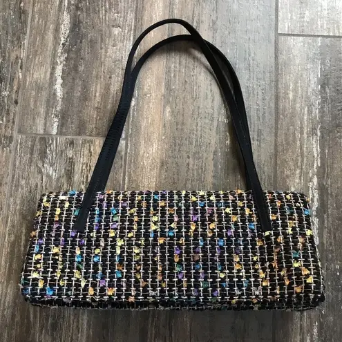 Vintage Far Nine multi pocket color flecked tweed clutch purse bag