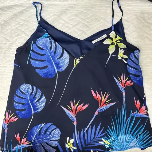 CARAMELA Camisole Tropical Print Navy MultiColored Top Size Chart s/m
