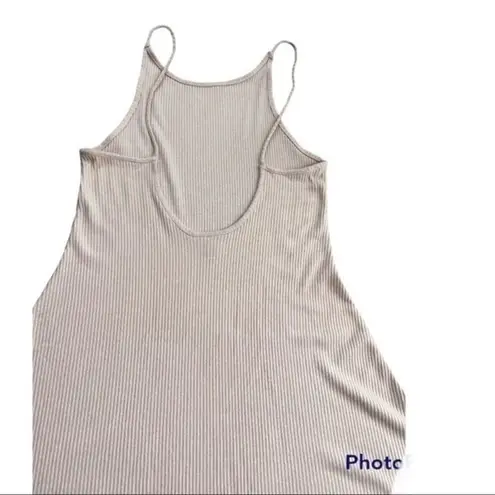 Top Shop ribbed scooped back spaghetti strap short tank dress pink size 10