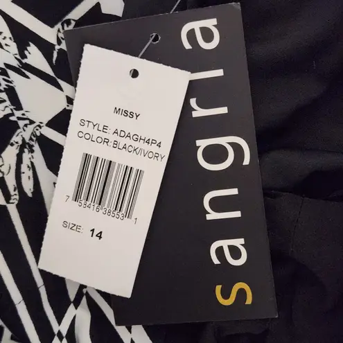 Sangria Black and White Print Dress NWT Size 14 Blouson Dress