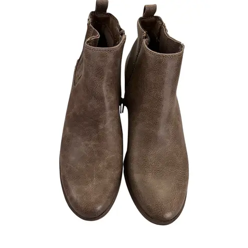 kim rogers Western Ankle Boots Low Heel Side Zip Taupe L