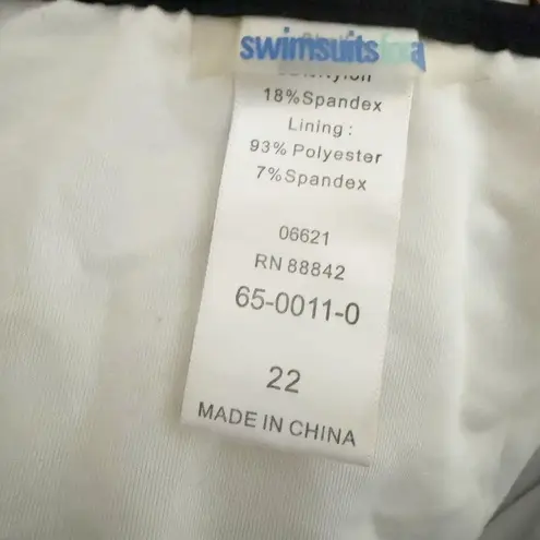 SWIMSUITS FOR ALL | High Waist Piped Swim Brief Bottoms Camo Leaves | Size 22 Black