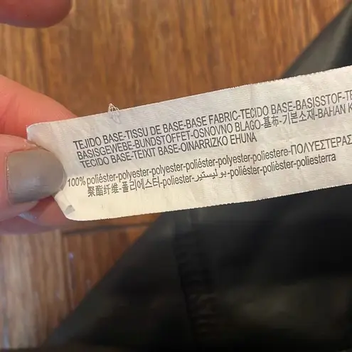 Bershka Berksha black faux leather straight leg pants size 30