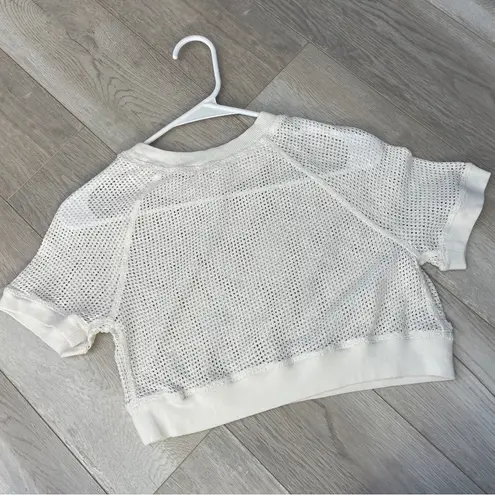 Free People  Top open mesh loose knit crop womens White (small) sporty beach swim